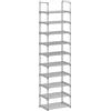 SONGMICS Scarpiera a 10 Ripiani Grande, Scaffale Portascarpe in Metallo, Fai da Te, Scaffale Salvaspazio e Versatile per Ingresso Soggiorno Camera da Letto Cucina, 45 x 30 x 174 cm, Grigio LSA025G02