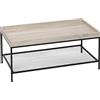 HOMCOM Tavolino da Salotto a 2 Livelli con Bordo Rialzato, in MDF e Metallo, 100x50x46.5 cm, Color Legno