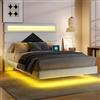 KeepGoon Letto matrimoniale 160 x 200 cm, tavola in legno regolabile, porta USB doppia ricarica + LED, con testiera e rete a doghe, letto imbottito, in velluto