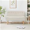 Litake Loveseat - Divano in tessuto a 2 posti, doppio effetto lino e gambe in legno, stile retrò, per piccoli ambienti, soggiorno, camera da letto, sala giochi, beige, 117 x 56 x 78 cm