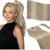 Vivien Coda Di Cavallo Extension Capelli Veri Highlight Biondo Scuro Cenere Biondo Chiaro Capelli Extension Umani Coda Liscio Remy Hair Estensioni 30cm 70g #16/22