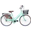 MADICKS Bicicletta Donna da Passeggio Olanda Misura 26 Bici da città Vintage retrò con Cestino Turchese