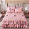 Morbuy Gonna da Letto Trapuntata per Singolo Matrimoniale e Una Piazza e Mezza Elasticizzata Copriletto con Volant Coprirete per Letto Lenzuola con 2 Federe (180x200cm,Rosa)