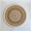 Lirzxin Tovagliette All'Americana Rotonde, Set di 2 Tovaglietta Americana Lavabile Motivo Fiori con Palla Lino Tovagliette Resistenti al Calore (Beige Giallo Bianco, 38CM)