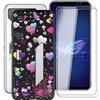 HGJTF Custodia per Asus ROG Phone 6 (6.78) con 2 Pezzi Vetro Temperato Pellicola Protettiva, Slim Morbida Silicone Antiurto TPU Bumper Nero Case Cover per Asus ROG Phone 6 - YQ29