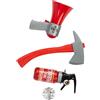 Smiffys Kit pompiere, 4 pezzi, rosso, Estintore, badge, megafono e martello