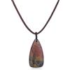 COAI Collana da Uomo e da Donna in Vera Pelle Italiana con Pendente in Diaspro Picasso Rosso, Collana Pietre Naturali Unisex