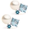 Secret & You Orecchini Plath con Perle Coltivate d'Acqua Dolce Bianche a Bottone 4.5-5mm e Topazi Blu Naturali | Secret & You | Argento Sterling 925 Rodiato