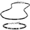 GAVU Set Collana e Bracciale da Uomo Stile Boho in Pietre Dure Naturali, Parure Bracciale e Collana da Uomo in Pietra Nera ed Ematite