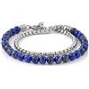 10:10 Bracciale Uomo Donna Pietre Naturali 6 mm - Catena Veneziana in Acciaio Inox Lucida - Stile Boho, Casual, Minimal - Elegante, Regolabile e Resistente. Made In Italy (Lapislazzuli)