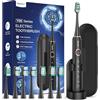 YTEATH PRO Spazzolino Elettrico Sonico per Adulti - Spazzolino Denti Sonico con 8 Testine e Custodia da Viaggio, 5 Modalità, Impermeabile IPX7, Spazzolino Elettrico da Ricaricabile, Nero Opaco