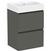 Baikal Mobile da bagno Mini. Mobile montato. 2 cassetti sospesi con lavandino. Armadio da bagno. Lavabo Ceramico. 45 cm grigio scuro.