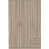 Forte Armadio NIKO 120 130, Guardaroba, Ante Battenti Scandinavo, 3 Ante con 2 Cassetti, Ripiani e Asta Appendiabiti, Rovere Sonoma, 123x185x53 cm