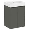 Baikal Mobile da bagno Mini. Mobile montato. 2 porte sospese con lavandino. Armadio da bagno. Lavabo Ceramico. 45 cm grigio scuro.