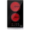 IsEasy Confezione da 3 Doppia vetroceramica elettrica, doppia piastra di cottura in vetroceramica - (3000 W, 2 fuochi, da incasso, automatico, touch, timer, vetro-ceramica) - Doppia zona