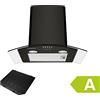 CIARRA ASB6506B Classe A Cappa Aspirante 60 cm 650 m³/h -Cappa a Camino - 3 Velocità -Camino estensibile -Evacuazione e Riciclo - con Filtro Carbone CBCF004 - Acciaio Inox e Vetro Nero