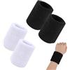 Sangcca Fasce da Polso Elastico, 4 Pcs Polsini Tergisudore, Polsino Palestra da Donna e Uomo, Polsini Ginnastica Artistica, Morbido Addensato per Basket, Palestra, Fitness, Bodybuilding, Tennis