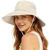 lifwimner Cappelli da sole da donna a tesa larga con protezione UV, pieghevole a coda di cavallo, cappelli estivi impermeabili traspiranti per safari, per spiaggia, giardino, pesca, Nero , M