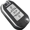 KUNIO Custodia per chiave pieghevole adatta per Peugeot 5008 208 308 Adatto per Citroen C3 C4 Cactu Adatto per Opel Crossland X Zafira Corsa F TPU Cover Chiave Auto Custodia 3 Tasti Argento