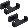 Angle Simple Doppio gancio per asciugamani 2 pezzi, angolo semplice in acciaio inox, porta asciugamani da doccia, gancio per accappatoio, gancio quadrato da parete, nero opaco