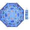 decalsweet Ombrello Pieghevoli Antivento Bambino, Ombrello Automatico da Sole con Strisce Riflettenti, Ombrello Piccolo Portatile Resistenti da Viaggio per Ragazzo e Ragazza, Blu Veicoli
