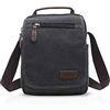 FANDARE Vintage Borsa a tracolla Borse a spalla da Uomo Donna Messaggero Sacchetto di Tela Borse Messenger di tela Unisex Borse per Lavoro Scuola Viaggio Shopping Crossbody Bag Nero