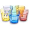 KORAT Set 6 Bicchieri Tumbler in Vetro Colorato 360 ml e 300 ml Alta Qualità, Stile Moderno, Resistenti e Impilabili Lavabili in Lavastoviglie Bicchieri Acqua, Estate (Set Mariana)