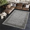 TAPISO Ares Tappeto Pelo Corto Lucido Design Vintage Motivo Retrò Tradizionale Cornice Ornamenti Tonalità Grigio Scuro Bianco Salotto Sala Camera Soggiorno OEKO-TEX. 140 x 200 cm
