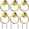 NAKUPENDA 6Pcs Maniglie per Mobili Pomelli ad Anello Retrò Cassetto Tirare Maniglia Anello di Tiro per Armadi da Cucina, Armadi, Guardaroba, Cassetti (Dorato)