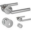 HENYIN Confezione da 2 maniglie per porte in acciaio inossidabile rosone per foro chiave, maniglia per serratura a mortaio, colore argento (SO2-103K-2)