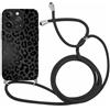 Coalbooliy Custodia con Cordino per iPhone 15 Pro Max 6,7 Morbido TPU Bumper Cover del Modello Leopardato con Laccio Collana Silicone Antiurto Protettivo Case Regolabile Cellulare Girocollo, 03