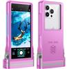 Lanhiem 15M Custodia impermeabile [Universale] IPX8 Custodia subacquea professionale per iPhone Samsung Galaxy Huawei Xiaomi Redmi Goole Pixel e smartphone 4.7-6.9'' Custodia subacquea,Rosa