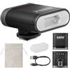 Ambitful Flash AF100 Mini Flash - Flash per fotocamera GN12, 8 livelli di potenza, batteria integrata da 2000 mAh Speedlite manuale compatibile per Canon/Sony/Ricoh gr3/Nikon/Fuji 0.1~1.8S riciclo