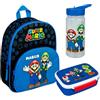 Undercover Zaino per l'asilo Super Mario con contenitore per il pranzo, bottiglia per il pranzo, personalizzato con nome, set zaino per bambini con contenitore per il pranzo, bicchiere blu royal, Set 2 - Super