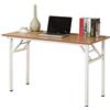 sogesfurniture Tavolo Pieghevole 100x60cm Scrivanie Computer Scrivanie Studio Ufficio Postazioni di Lavoro Tavolo Scrivania PC Moderno in Acciaio Legno, Teak & Bianco AC5TW-100-SF