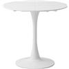 JZGORC Tavolo da Pranzo Rotondo Moderno, Tavolo da Pranzo Casual, Tavolo da Pranzo Rotondo da 80 cm, Adatto per 2-4 Persone, Perfetto per Soggiorno, Sala da Pranzo, Cucina, Caffè - Bianco