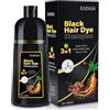 IIIMEIDU Hair Dye Shampoo 500ml, Shampoo Colorante Nero per Donna Uomo Copertura Dei Capelli Grigi Capelli Colorante Istantaneo