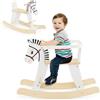 FANTASK Cavallo a dondolo Zebra per bambini dai 3 anni in su, in legno, con recinzioni e schienale rimovibili, colore: bianco
