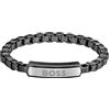 BOSS Jewelry Braccialetto a Catena da Uomo Collezione DEVON en Acciaio Inossidabile- 1580598M, Two-Tone (Nero), Medium,