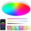 Eregou Plafoniera LED Soffitto 24W, Lampadario RGB Rotonda Dimmerabile, Compatibile con Alexa, Controllo APP, Lampada da bagno IP44 per Camere da letto, Soggiorni, Cucina, 2400LM, 2700K-6500K