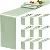 YMHPRIDE Confezione da 10 runner da tavola in raso, 30 x 183 cm, per matrimoni, feste, compleanni, banchetti, decorazione da tavolo, colore: verde salvia