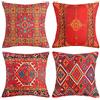 DakTou Confezione di 4 Cuscini Divano Tribali Orientali Decorativi in Cotone e Lino federe 40x40 cm Stampa Motivo Tappeto Turco Boho Fodera per Cuscino per Cuscino Divano Sedia Red
