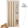 JCyh Tenda per Porta Tenda Oscuranti con Asta Telescopica, Tende Termiche Isolanti per Interni, Tende Oscurante Beige con Anelli per Soggiorno,1 Pezzo 132x200cm, Beige