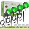 OMSEN Faretto LED da Giardino con Picchetto GU10, Luce Verde, Corpo in Alluminio Anticorrosione, Lampadina GU10 Sostituibile, Faretti da Esterno con Picchetto per Giardino, Prato, Albero, 4 Pezzi