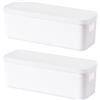 Bailtouk 2 Pezzi Cestino Portaoggetti Plastica con Coperchio, Scatole Immagazzinaggio Rettangolari, Scatola Portaoggetti con Maniglie Portaoggetti Box Organizzatore per Cucina, Bagno, Cosmetici (28×9,5×10cm)