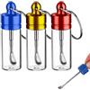 AABDTYYD Portatili Contenitore per Spezie, Set da 3 Contenitori Mini in Vetro 6cm per Spezie, Zucchero (Rosso, Oro, Blu) con Portachiavi, Barattoli per Spezie da Viaggio e Cucina
