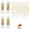 Ksywydu 48 Candele Compleanno Oro, Candele Torta, Candela a Spirale Cupcake Candeline Lunghe Supporto Rimovibile con Superficie Metallica, Senza Fumo, Particolari per Compleanno Festa Matrimonio