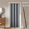 JCyh Tenda per Porta Tenda Oscuranti con Asta Telescopica, Tende Termiche Isolanti per Interni, Tende Oscurante Grigio con Anelli per Soggiorno,1 Pezzo 132x195cm, Tenda Grigio