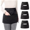 Viedouce Grembiuli 3 Pezzi, Mezzo Grembiuli da Cucina con 3 Tasche per Ristorante Chef Cameriera Cameriere Grembiule per Uomo Donna,Nero