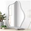 Lzuso Specchio da parete asimmetrico da parete moderno telaio in legno unico specchio elegante nuvola appeso specchio decorativo per camera da letto soggiorno bagno ingresso grande bianco